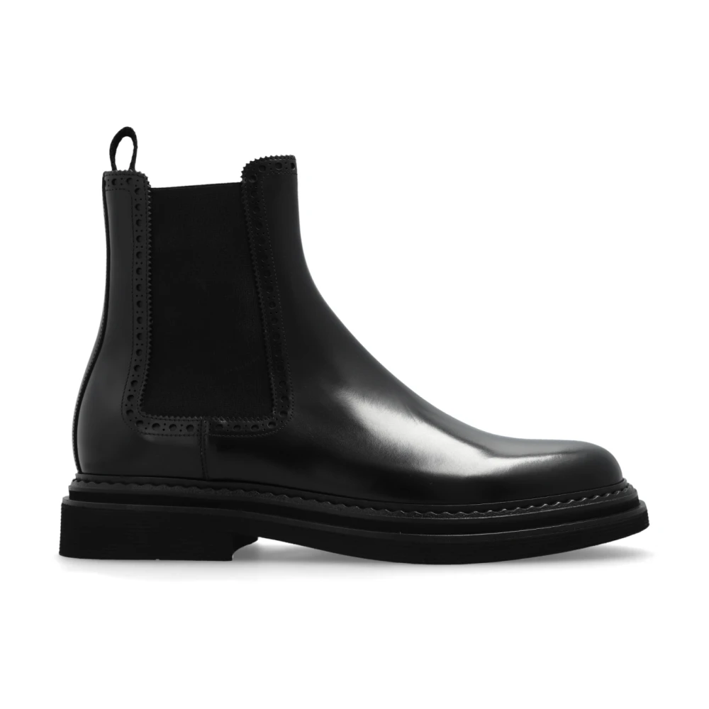 Dolce & Gabbana Men's Black Leather Chelsea Boots - Chelsea Boots - 9 1/2 Uk - Shoes