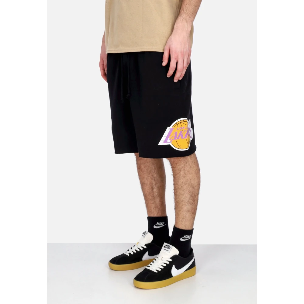 Mitchell & Ness NBA Postgame Vintage Logo Fleece Shorts Black Heren