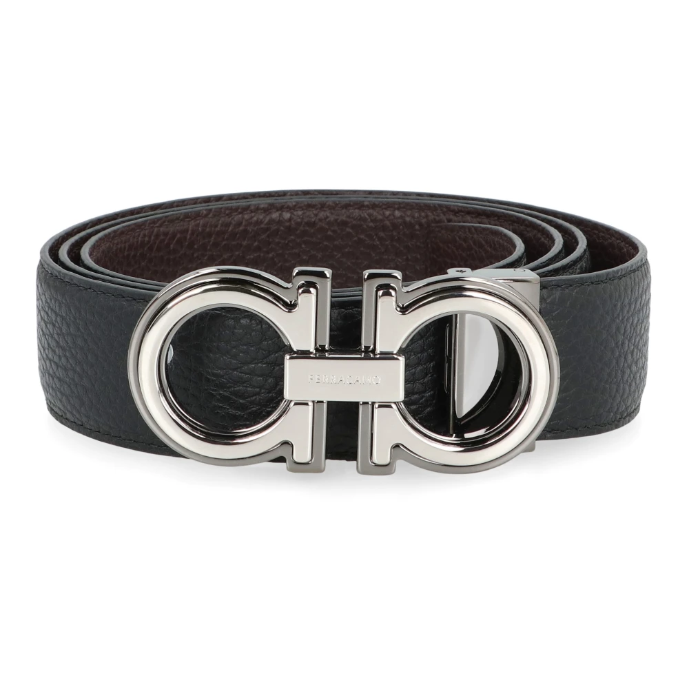 Ferragamo Men's Black Belts, 115 Cm, Gancini Reversible Leather Belt