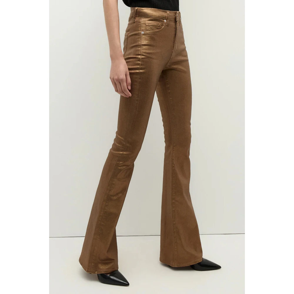 Veronica Beard Gouden Metallic Skinny Flare Jeans Yellow Dames