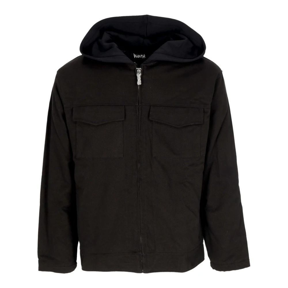 Disclaimer Zwarte Katoenen Hooded Ritsjas Black Heren