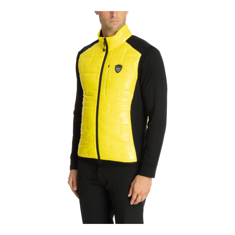 Emporio Armani EA7 Multikleur Rits Vest met Logo Zakken Yellow Heren