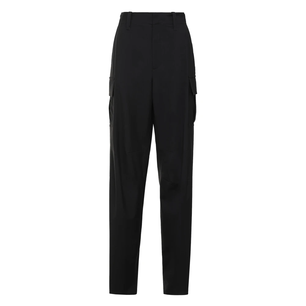 Bottega Veneta Women's Blue Straight Trousers, Xs, Fine Wool Cargo Trousers