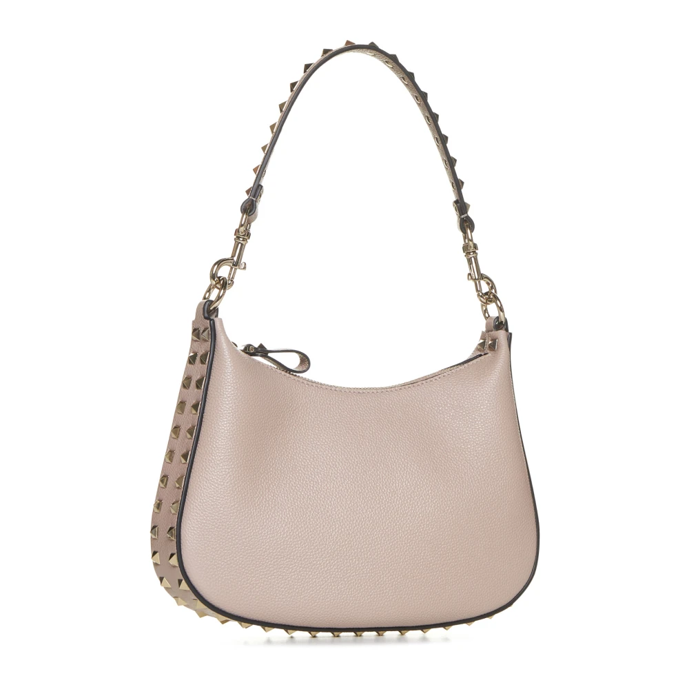 Valentino Garavani Rockstud Blush Pink Leren Hobo Tas Beige Dames