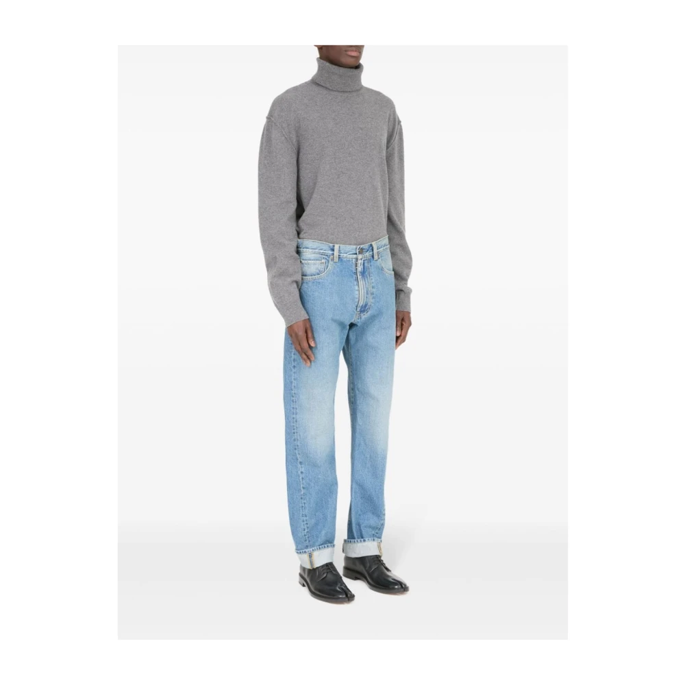 Maison Margiela Blauwe Denim Broek met Handtekening Logo Blue Heren