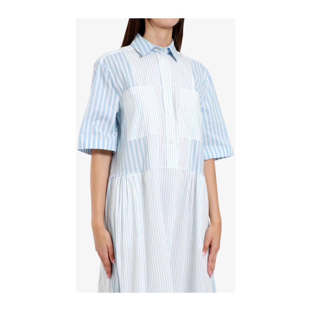 Semicouture Witte Katoenen Jurk met Puntkraag White Dames
