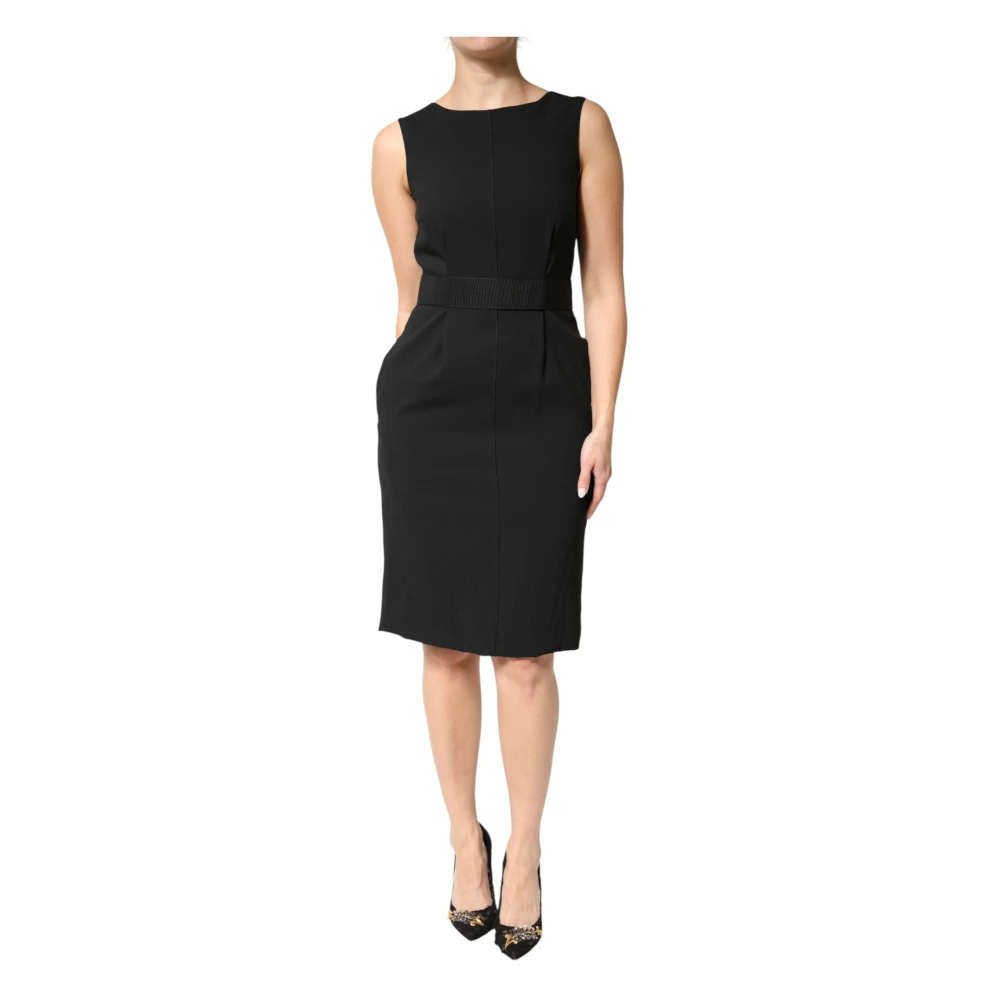 Dolce & Gabbana Black Midi Dresses, Female, M, Sleeveless Sheath Dress