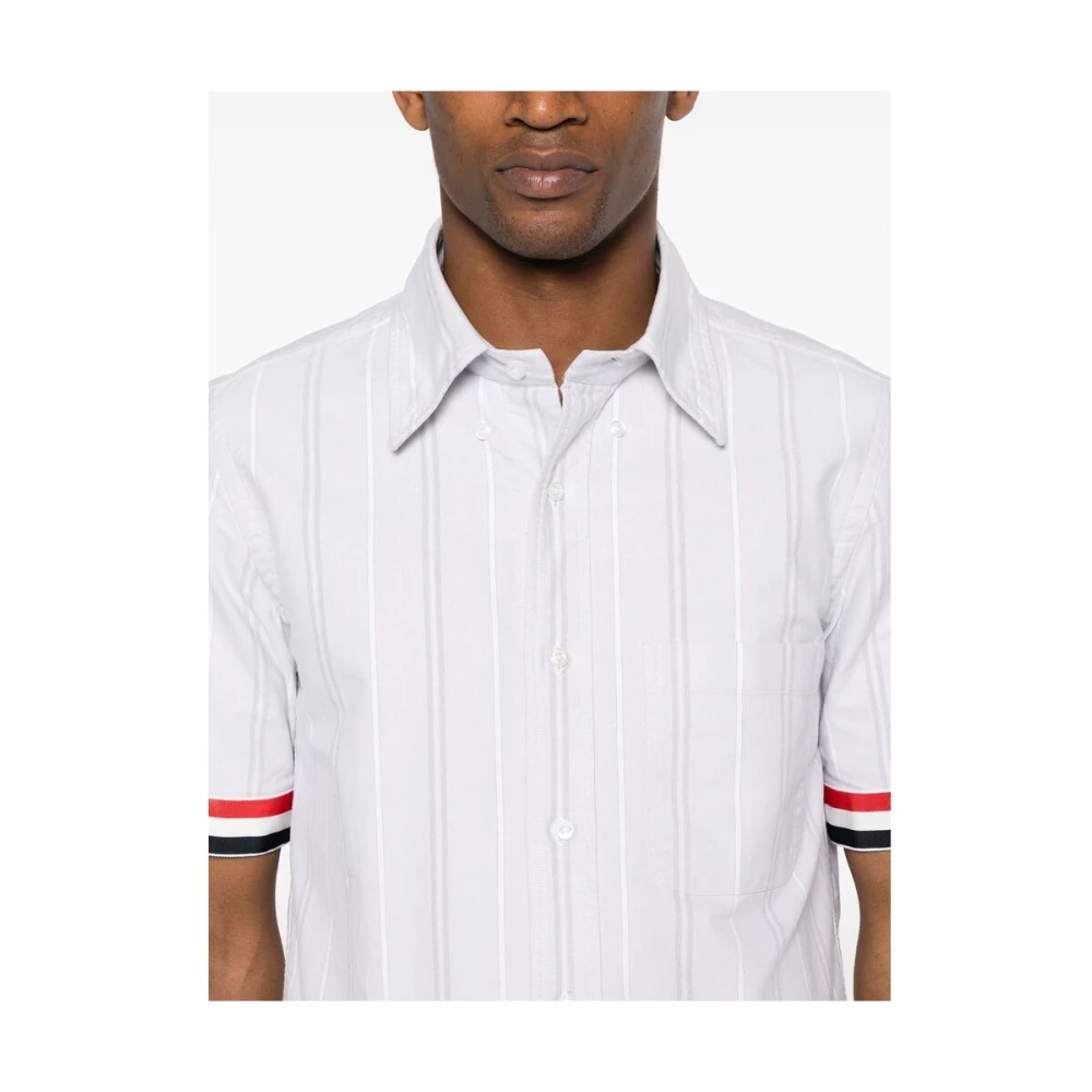 Thom Browne Verticaal Gestreept Katoenen Overhemd Gray Heren
