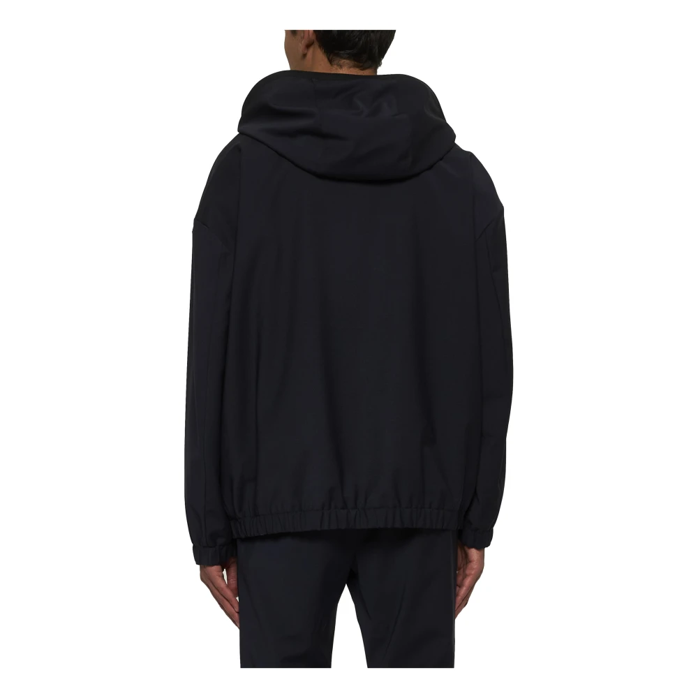 Dolce & Gabbana Blauwe Hooded Wollen Jas Black Heren