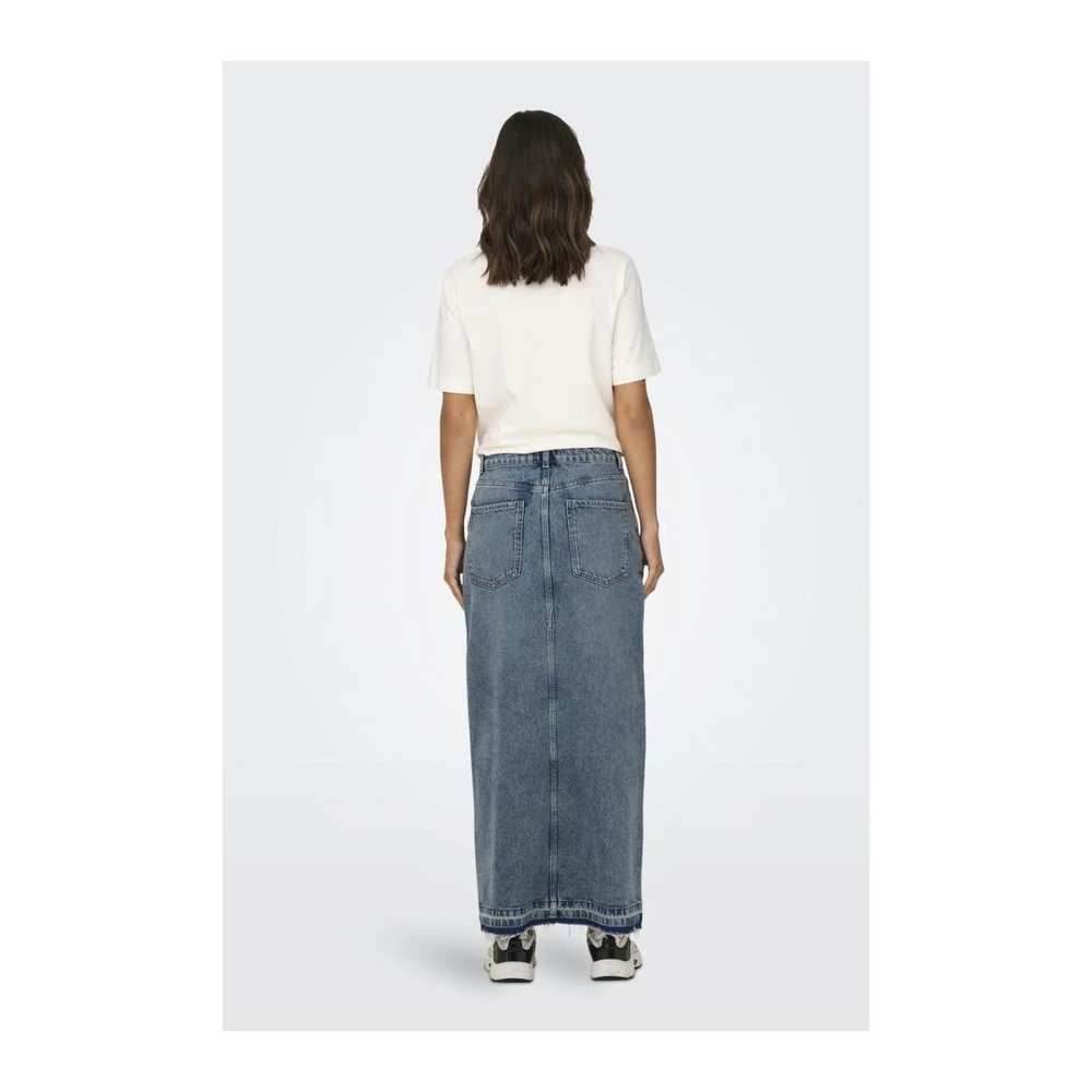 Only Blauwe Katoenen Lange Rok Damesmode Blue Dames