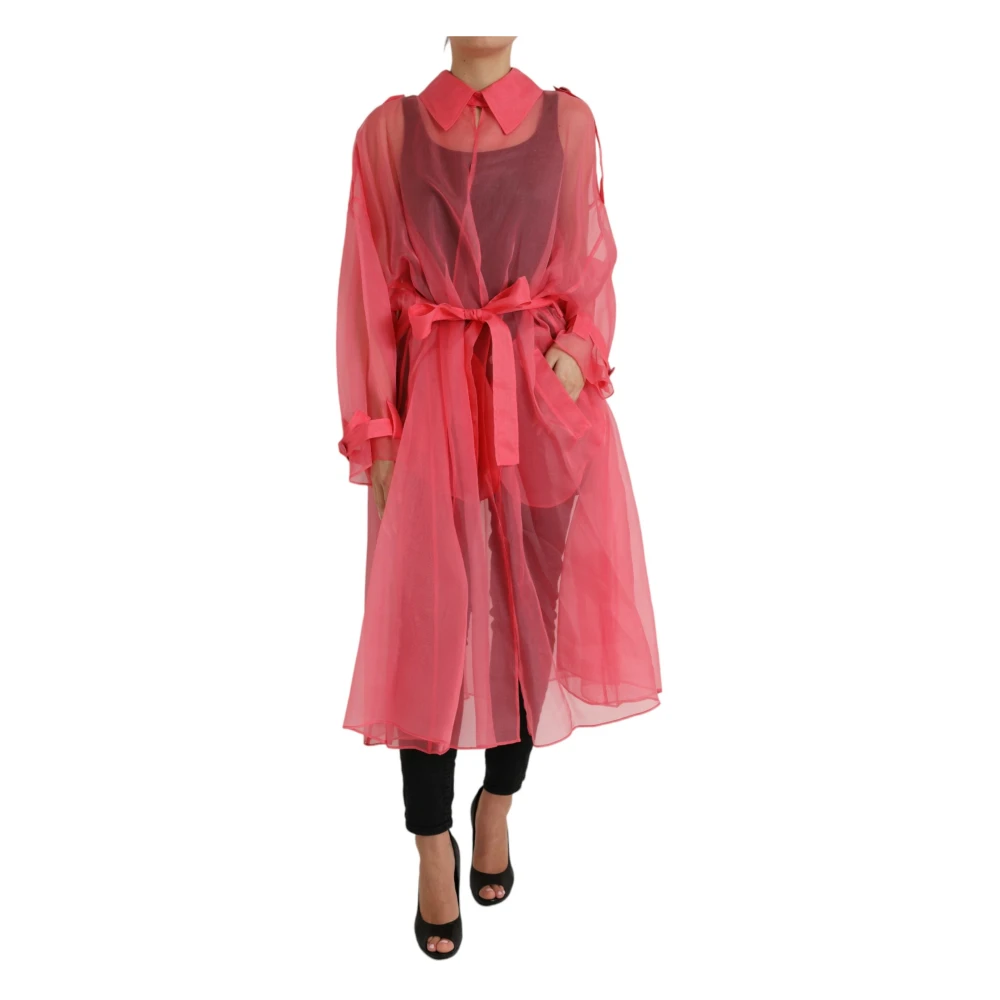 Dolce & Gabbana Elegant Roze Zijden Lang Jack Pink Dames