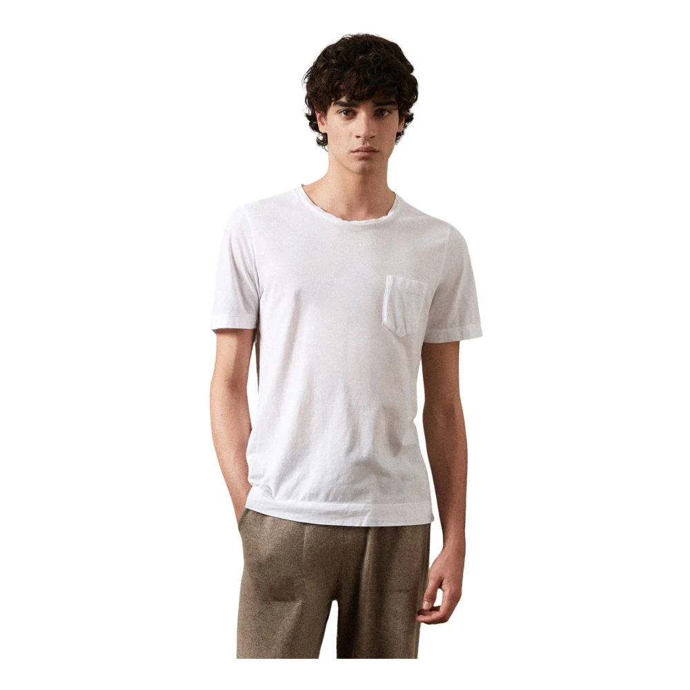 Massimo Alba Lichtgewicht katoenen jersey T-shirt met borstzak White Heren