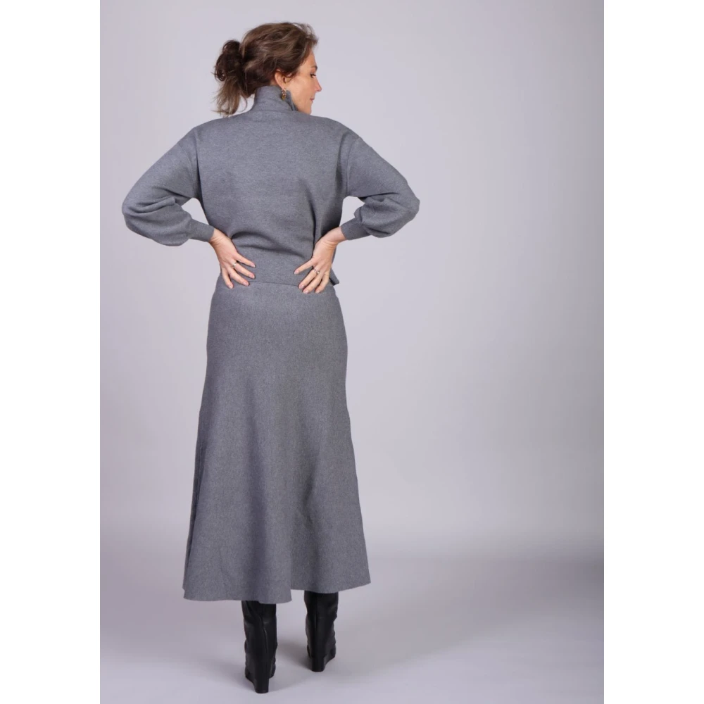 moss copenhagen Grijze Gebreide Lange Rok Gray Dames