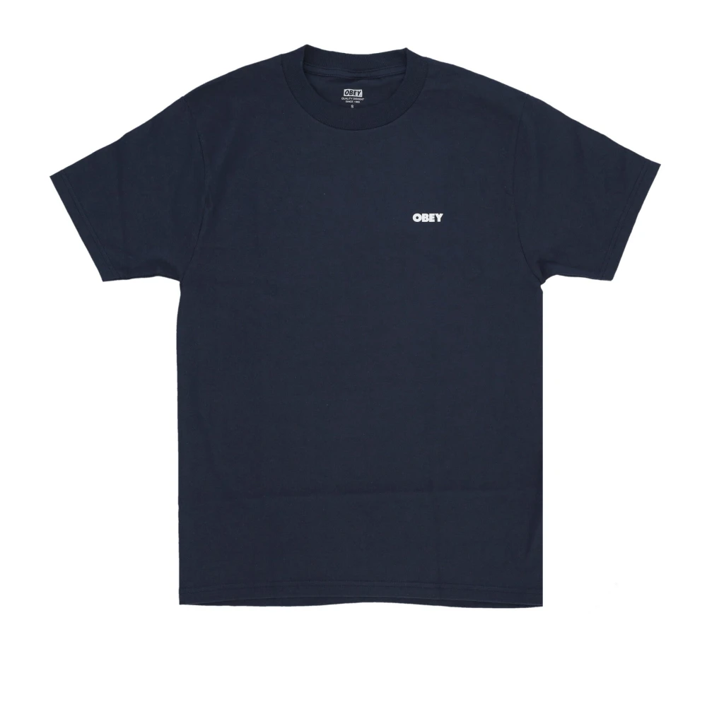 Obey Klassieke Navy Tee met Logo Print Blue Heren