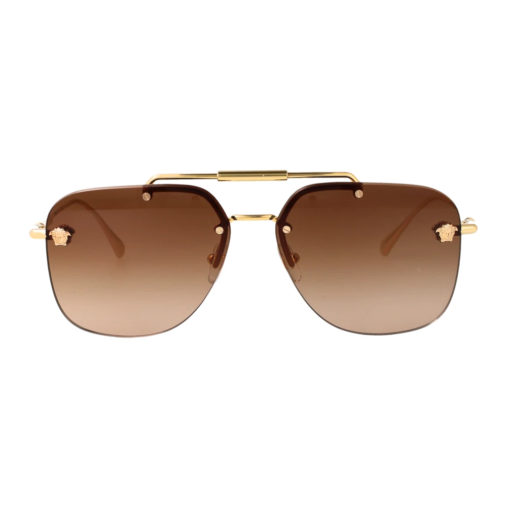 Versace , Gold Sunglasses Brown Gradient lenses, VE2296 100213, Mojo Glasses - Image 3