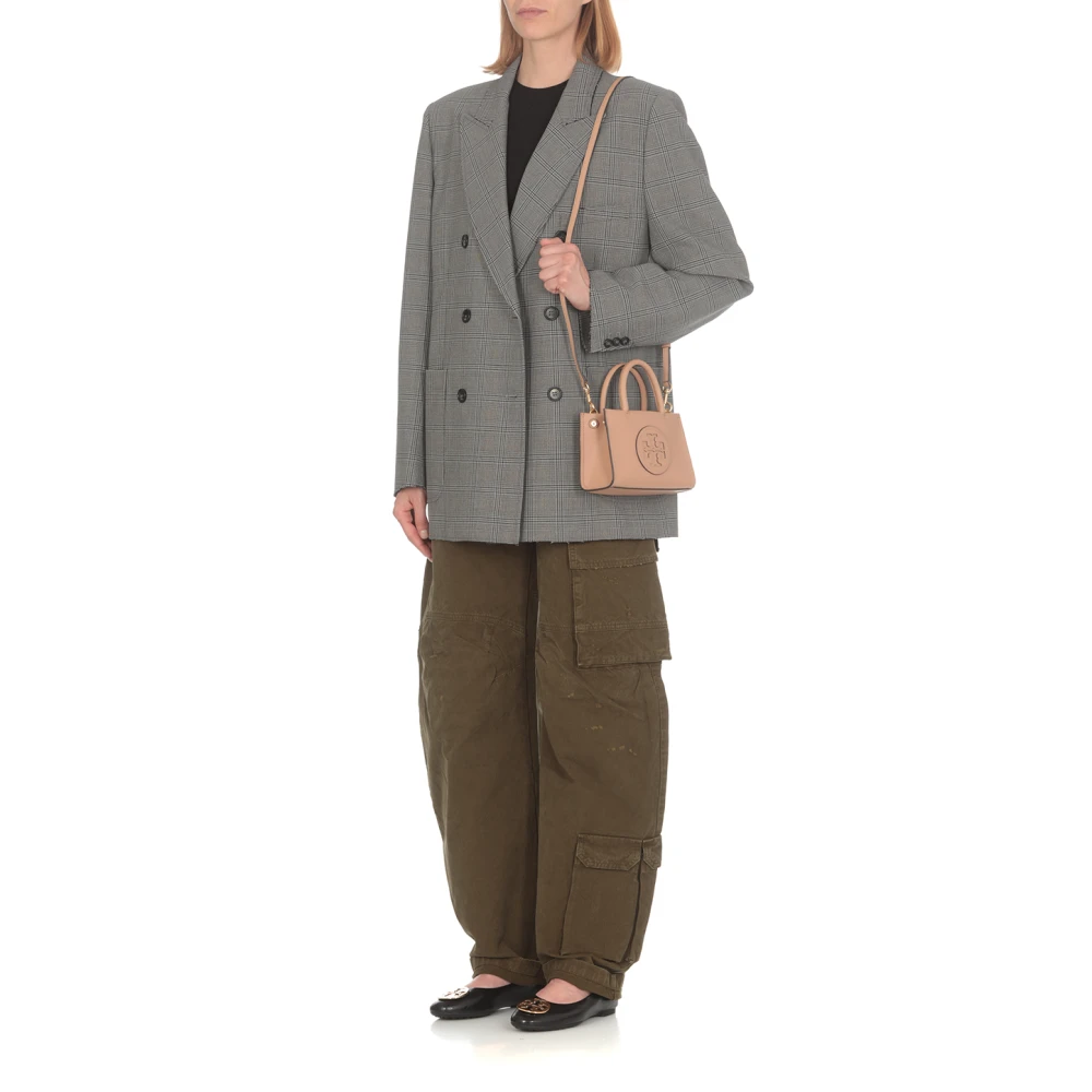 TORY BURCH Eco-lederen winkeltas met dubbel T-logo Beige Dames