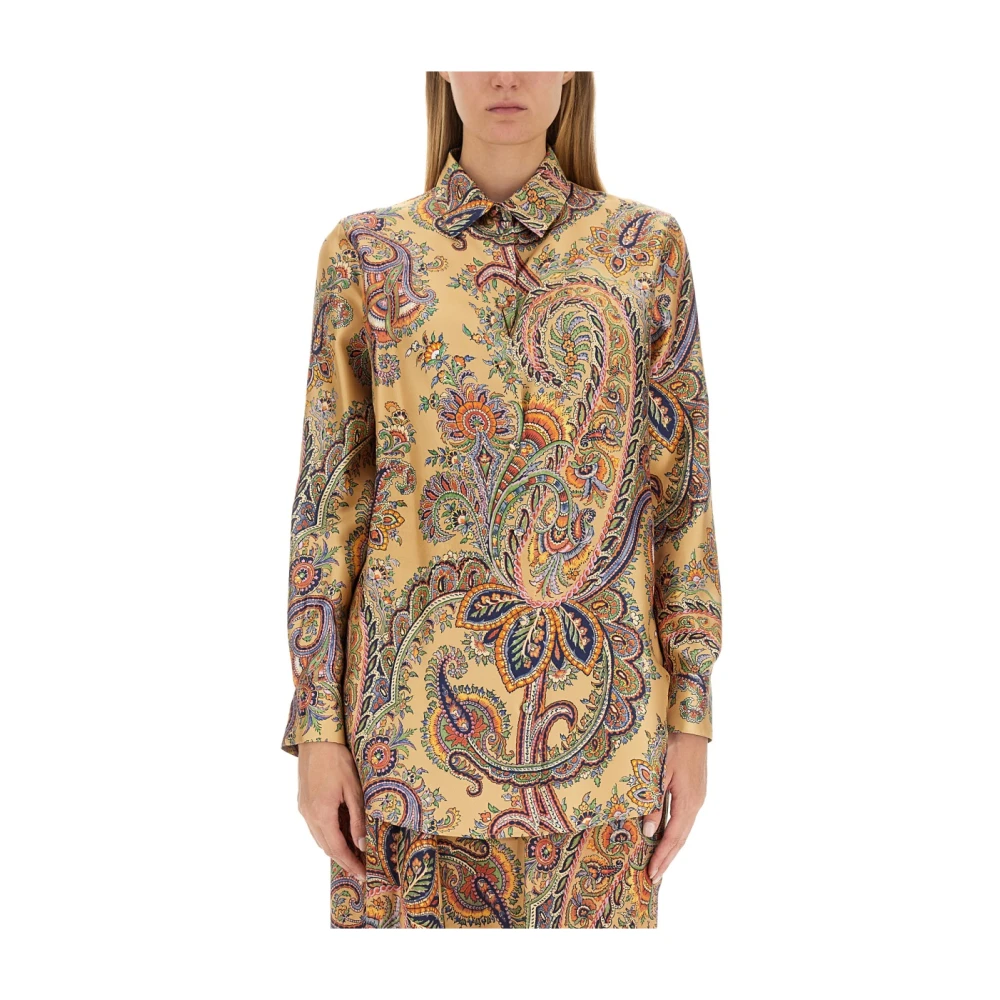 ETRO Luxe Paisley Print Zijden Blouse Multicolor Dames