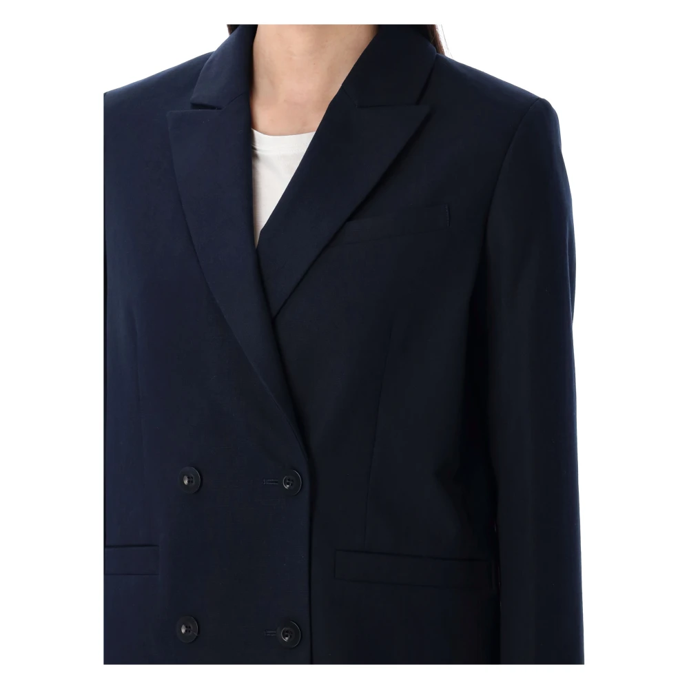 A.p.c. Navy Double-Breasted Jas Blue Dames