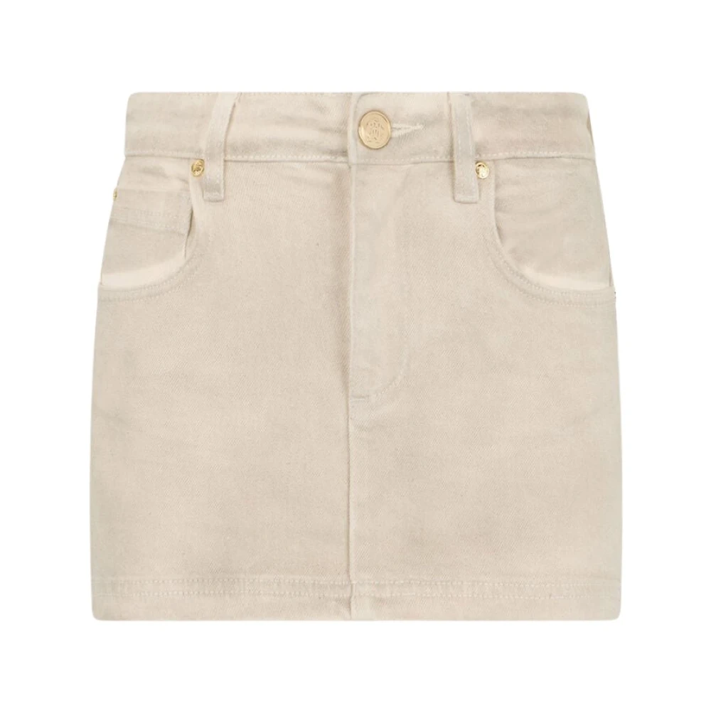 Roberto Cavalli , Denim Skirts, Female, Gray, S, Denim Mini Skirt With Rhinestone Embellishment