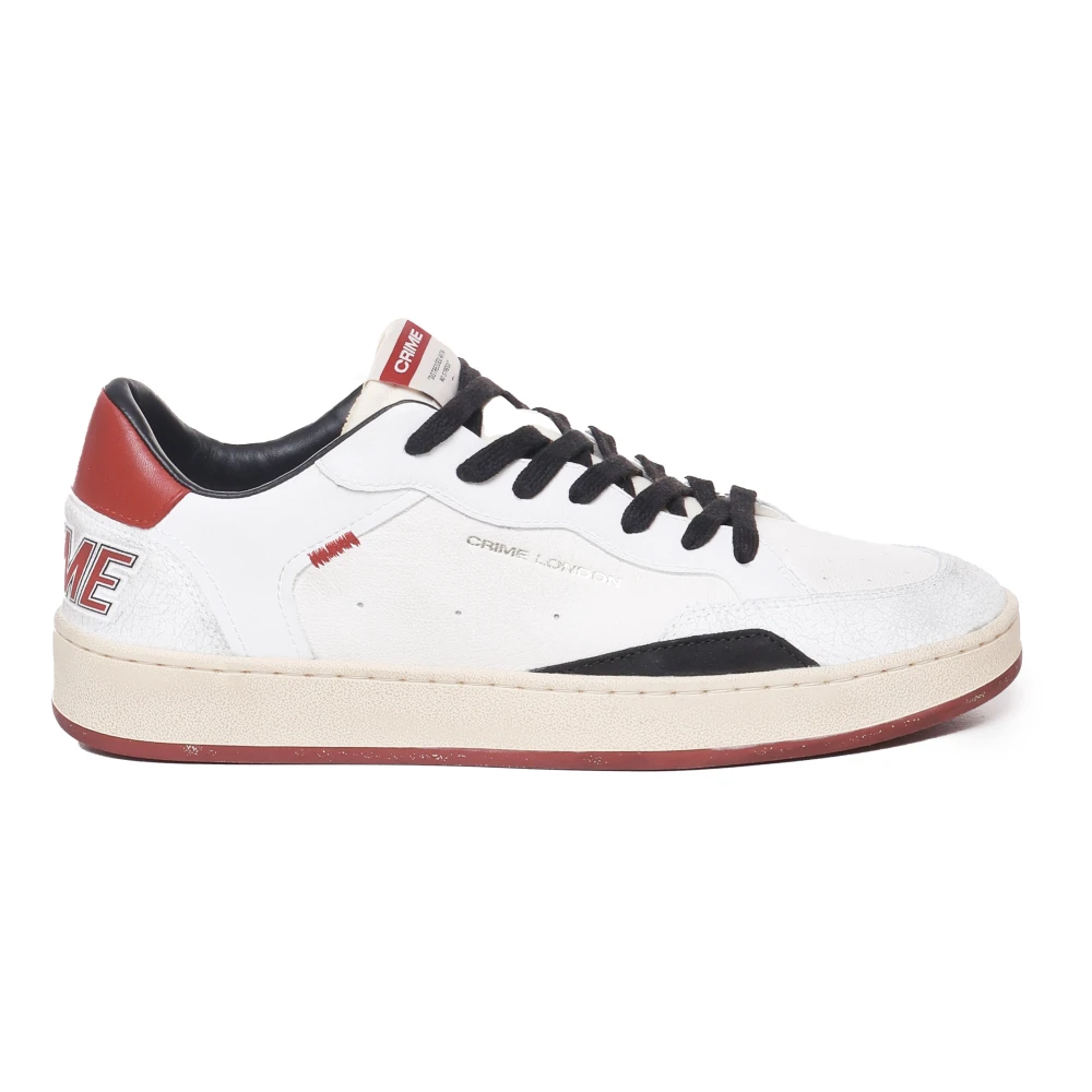 Crime London Witte leren sneakers met rode rivet Heren Schoenen