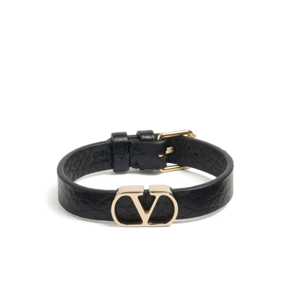 Valentino Garavani Svart Armband med Vlogo-Detalj Black, Herr