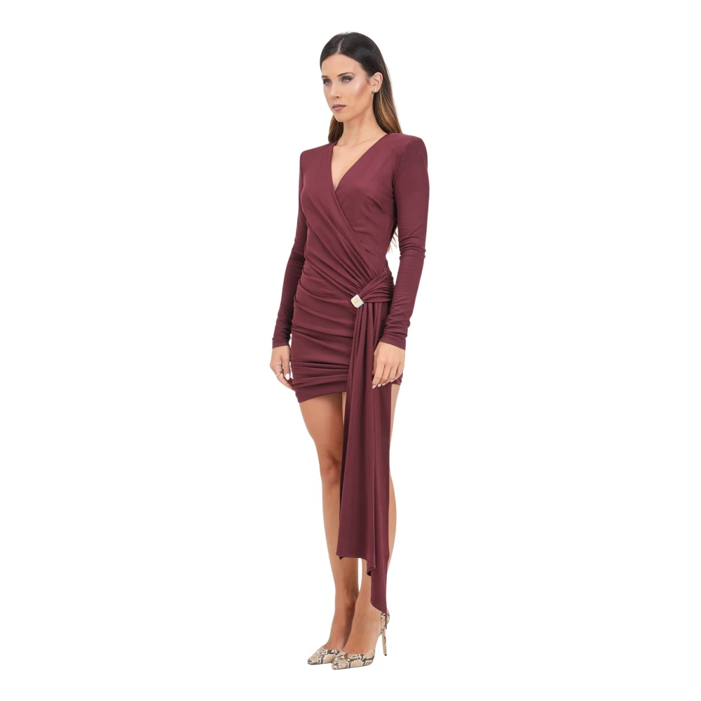 Elisabetta Franchi Bordeaux Korte Jurk met Open Rug Brown Dames