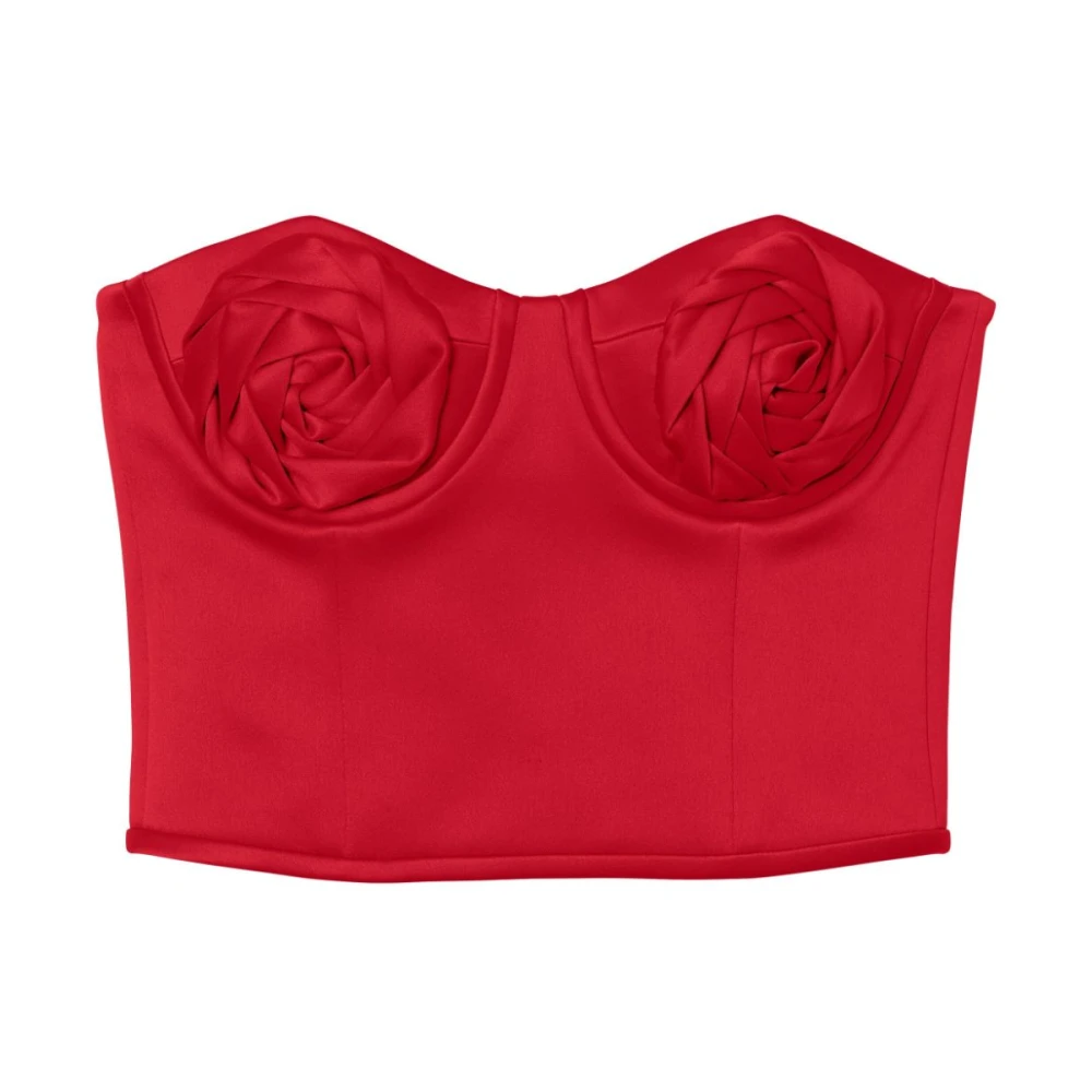 Marc Jacobs Röd Satin Balconette Topp med Faux-Rose Detaljer Red, Dam