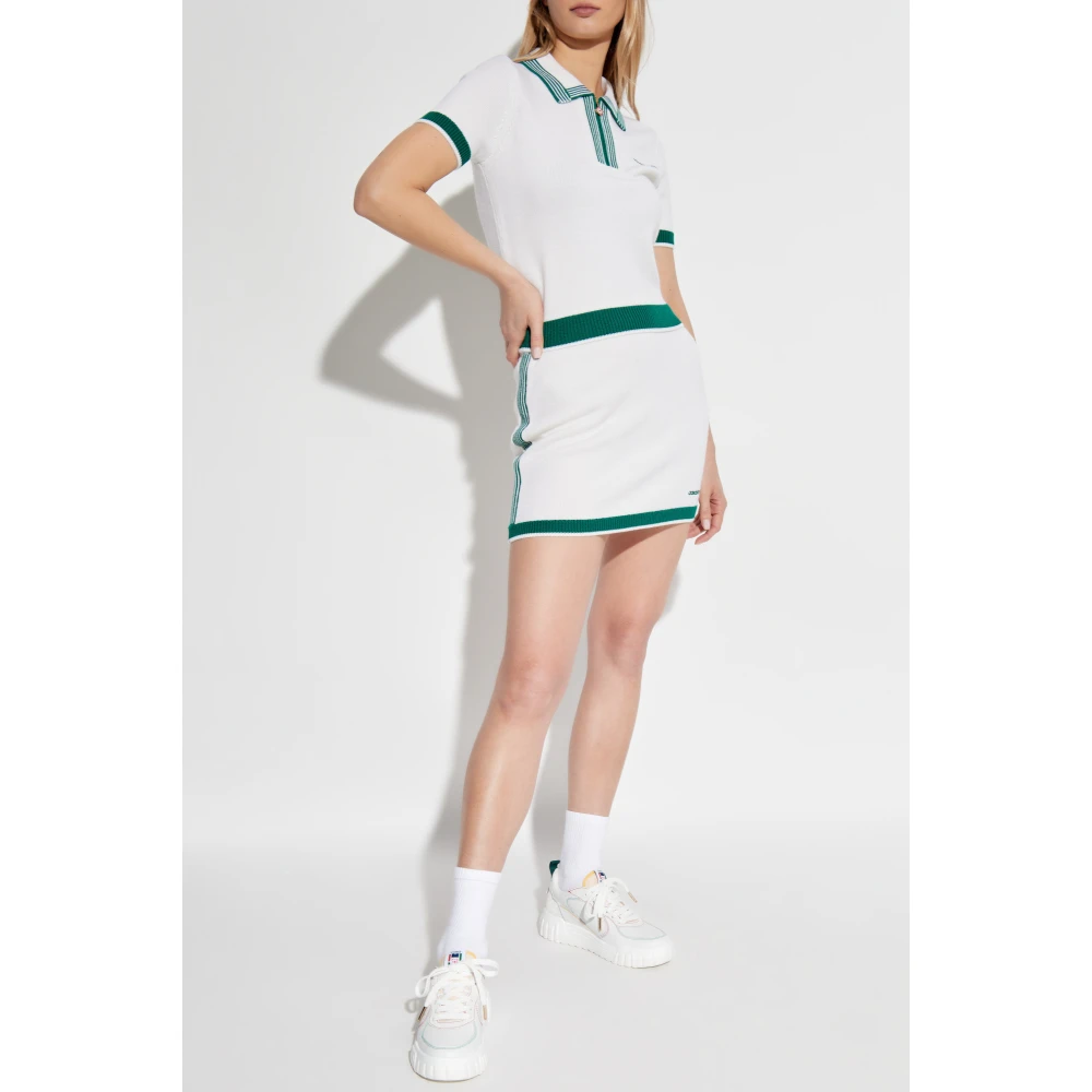 Casablanca Wollen polo met geborduurd logo White Dames