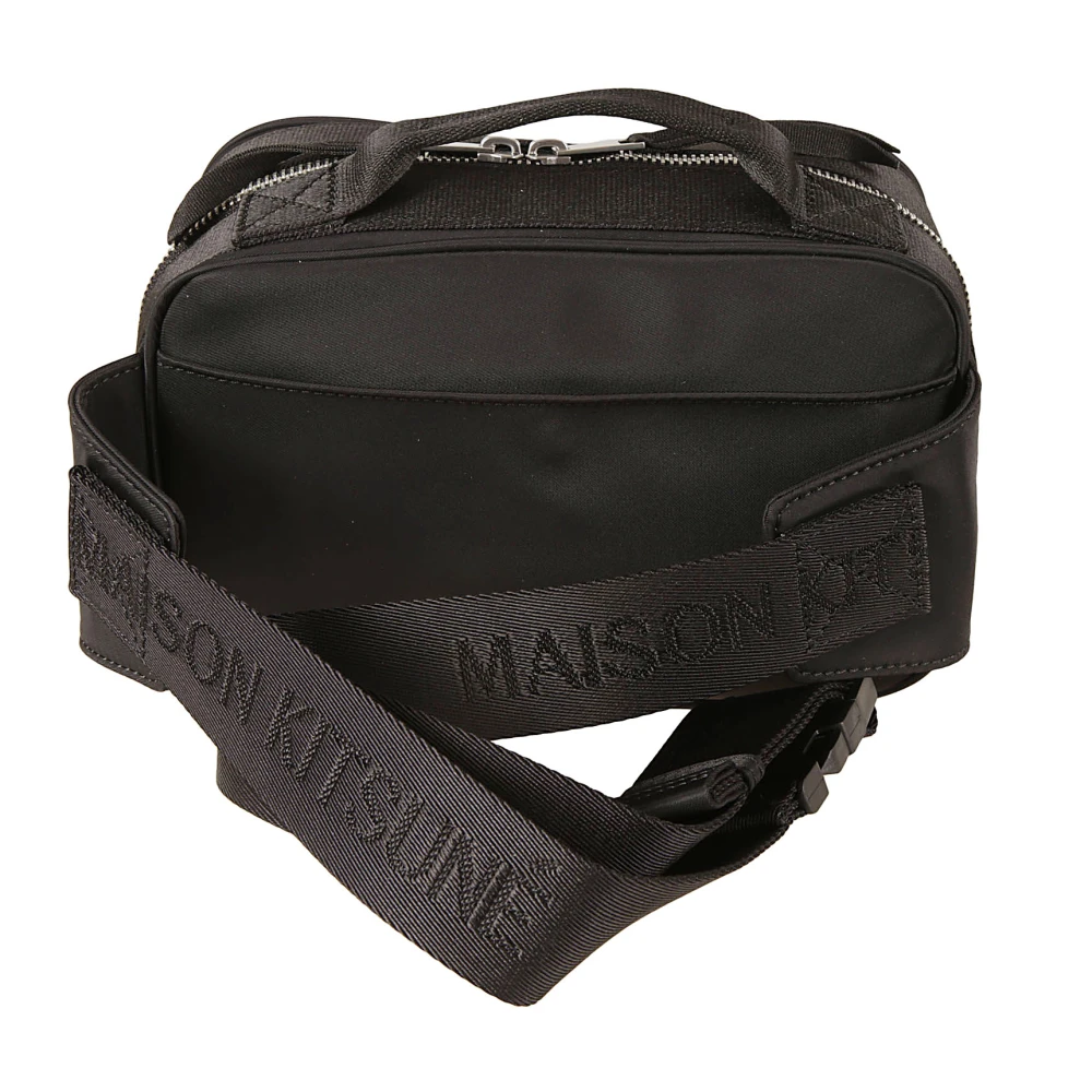 Maison Kitsuné Zwarte Reiziger Bum Bag Black Heren