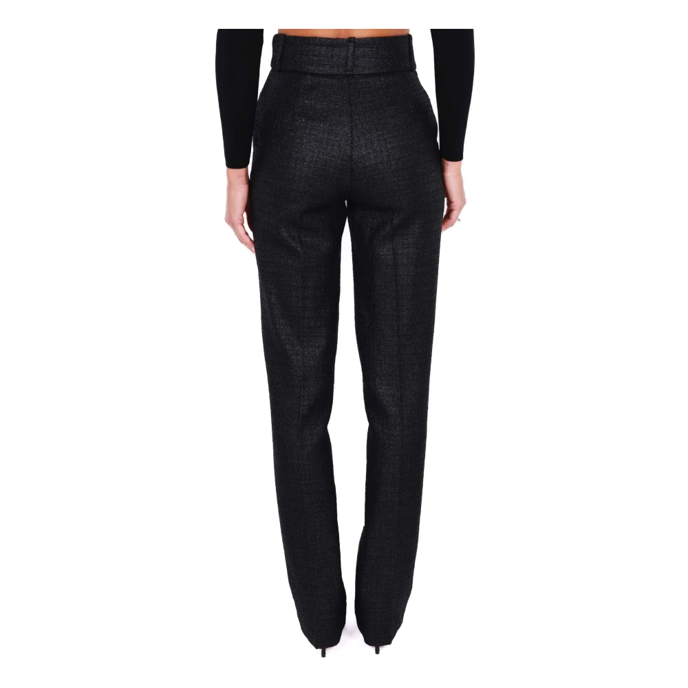 Elisabetta Franchi Hoge taille zwarte rechte broek Black Dames