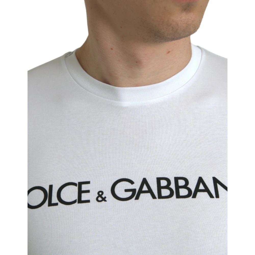 Dolce & Gabbana Elegant wit logo ronde hals t-shirt White Heren