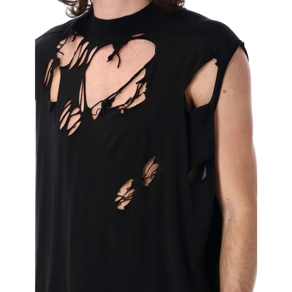 Rick Owens Zwart Katoenen Tarp T Mouwloze Top Black Heren
