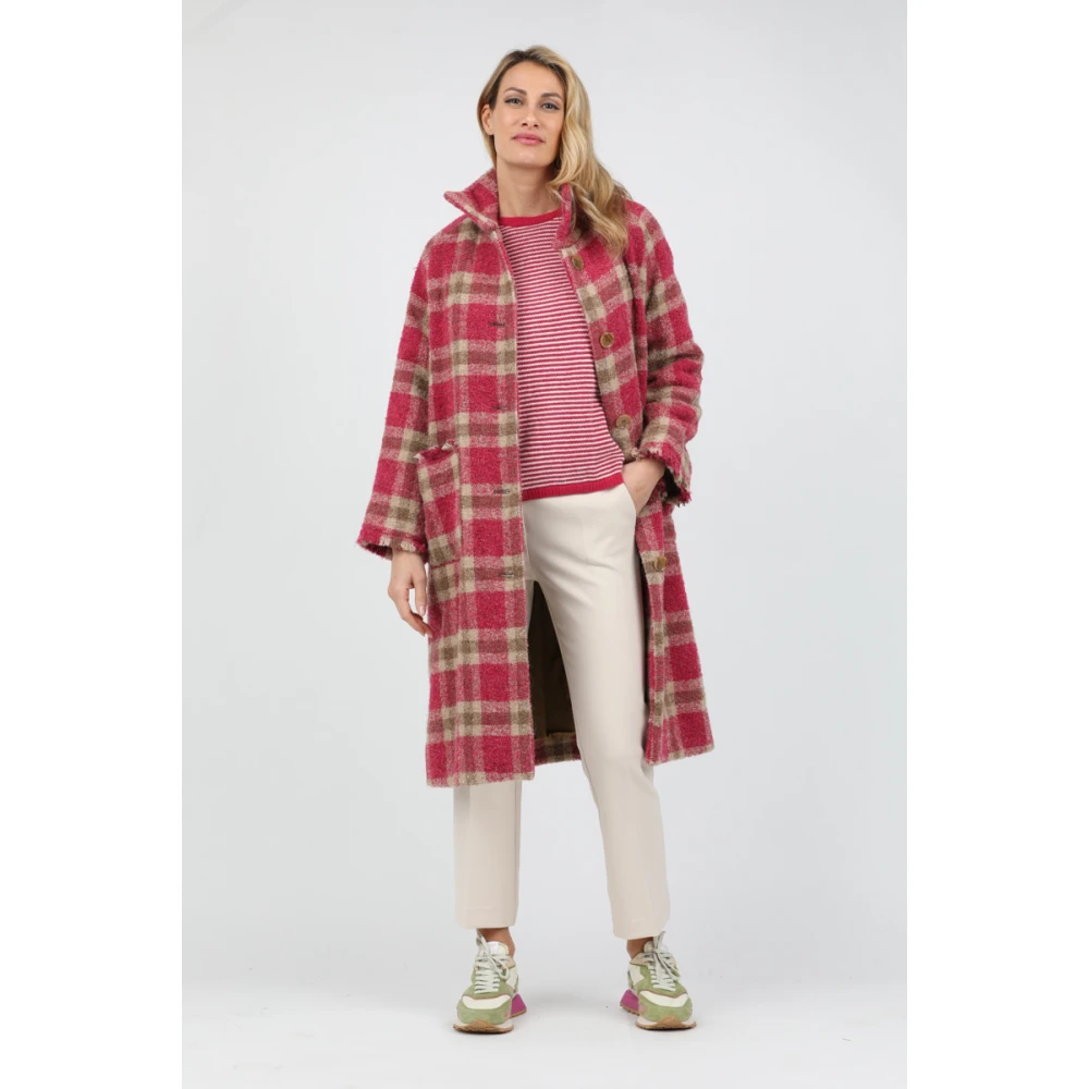 Rosso35 Geruite jas met knoopsluiting en opgestikte zakken Multicolor Dames