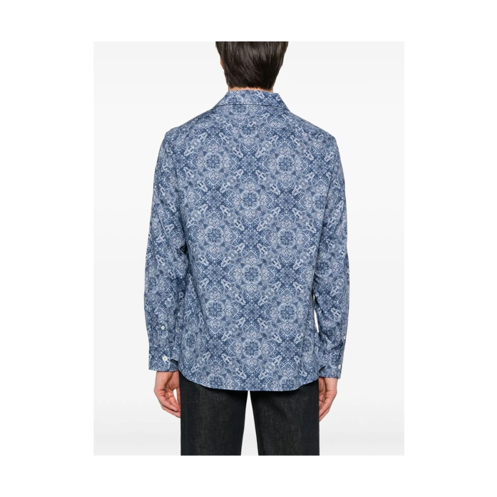 BRUNELLO CUCINELLI Blauwe Cerulean Shirt Knoop Lange Mouwen Blue Heren