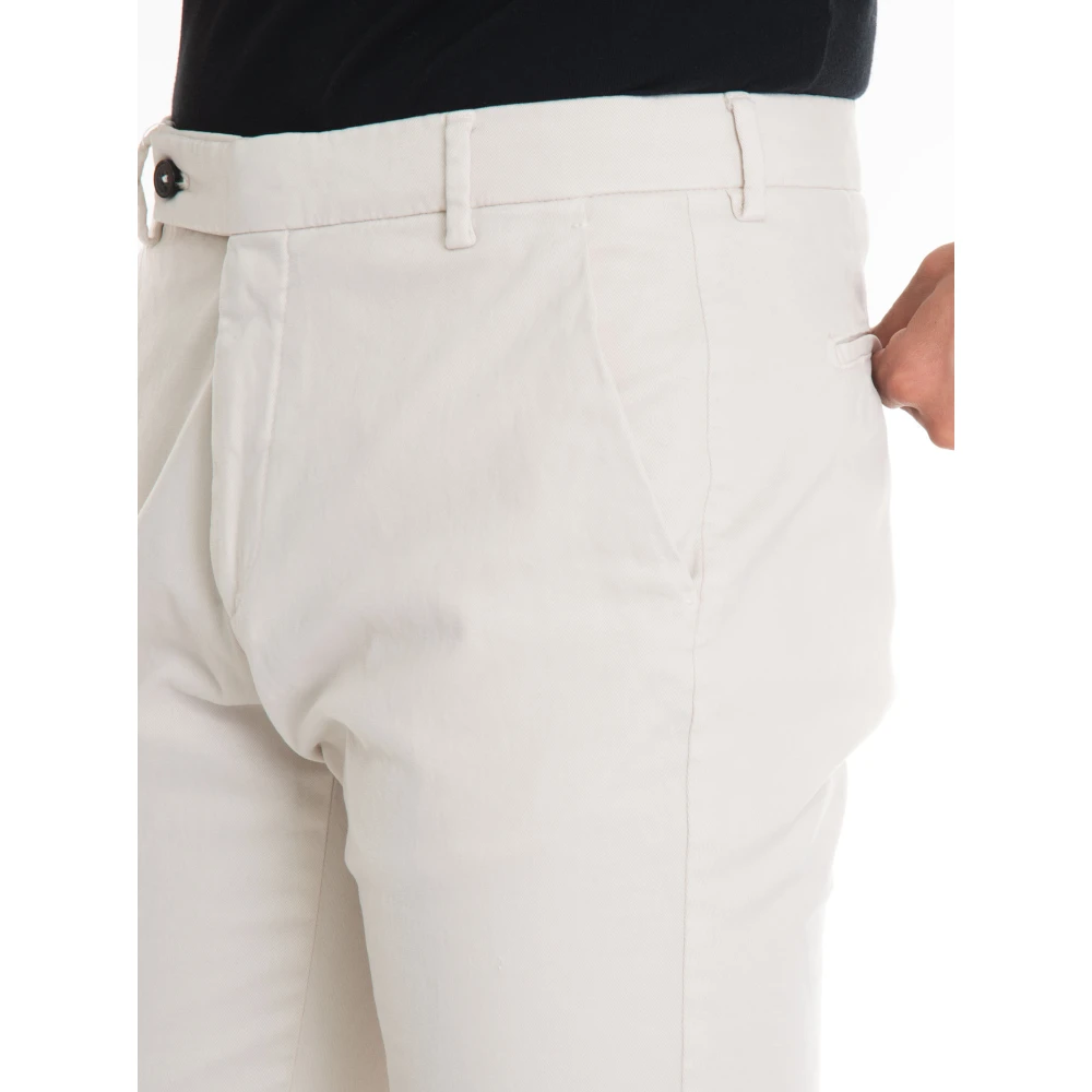 Berwich Slim Fit Chino Broek met Tegelprint Voering Beige Heren