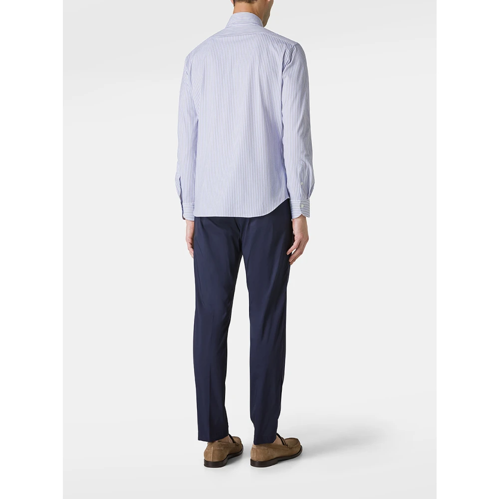 Xacus Gestreept Overhemd Wit & Lichtblauw Blue Heren