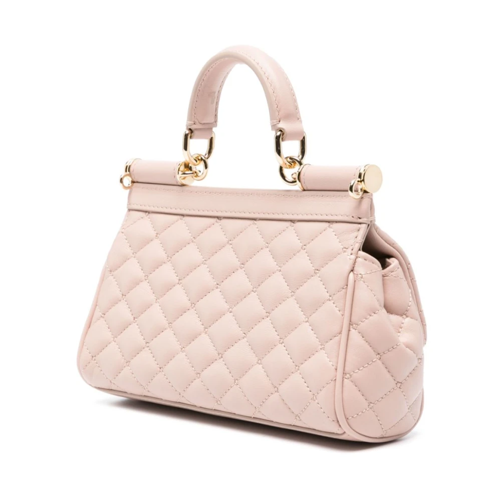 Dolce & Gabbana Sicily Leren Handtas Powder Pink Dames