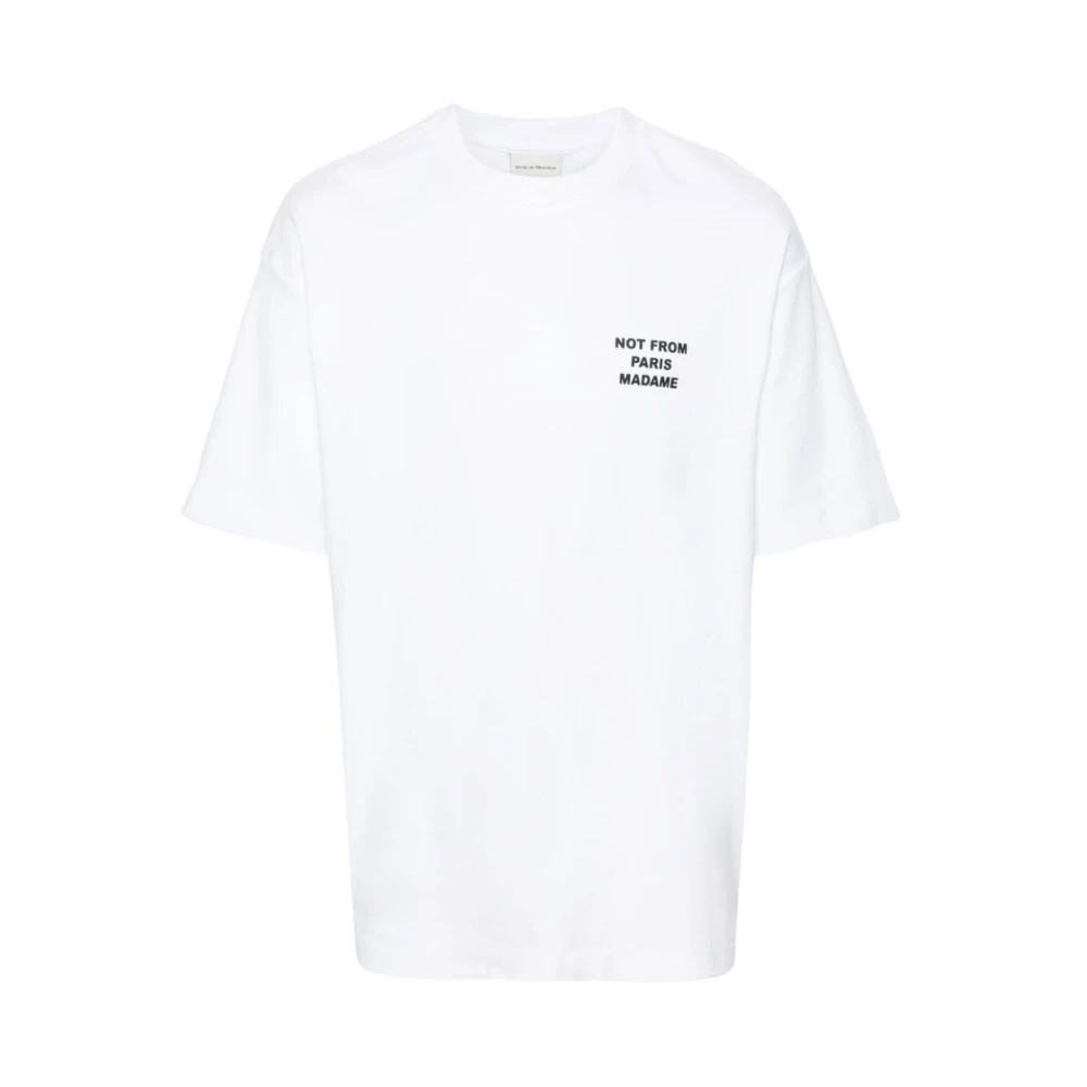 Drole de Monsieur Slogan Print Crew Neck T-shirt White Heren