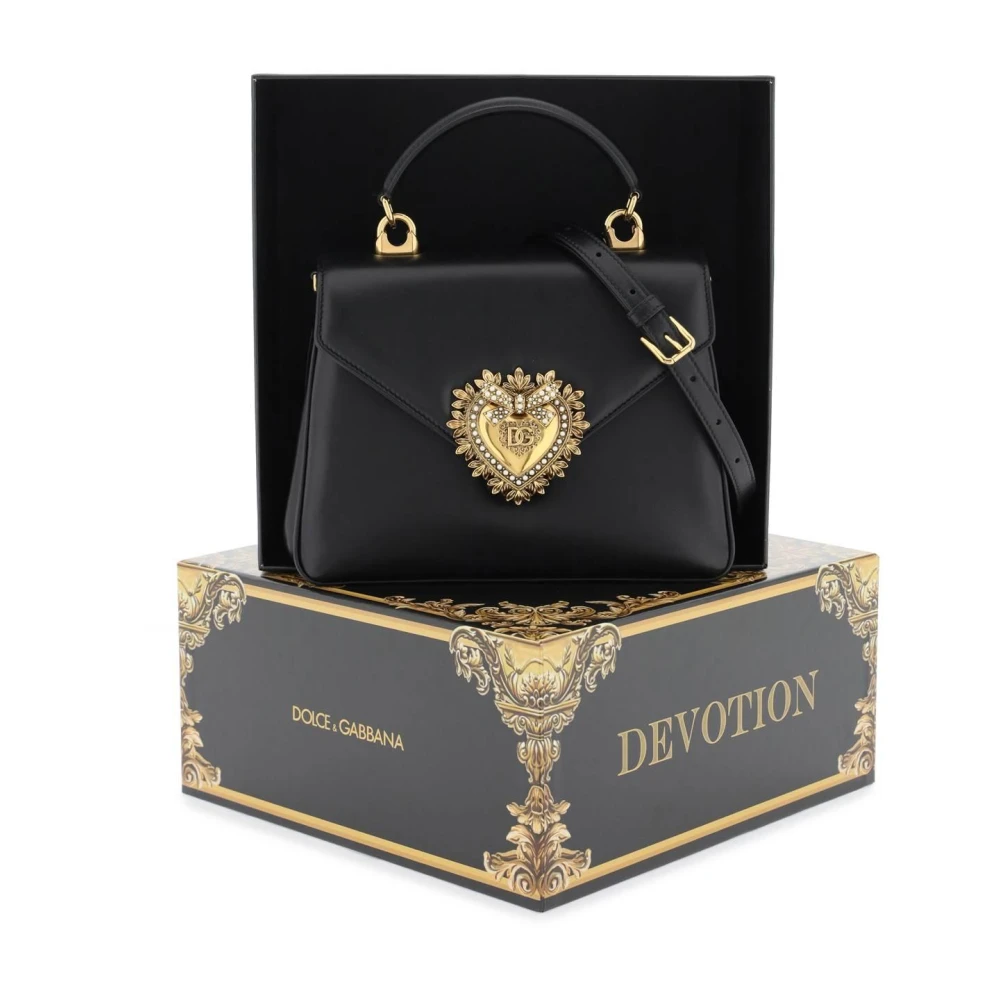 Dolce & Gabbana Devotion Handtas met Hartapplicatie Black Dames