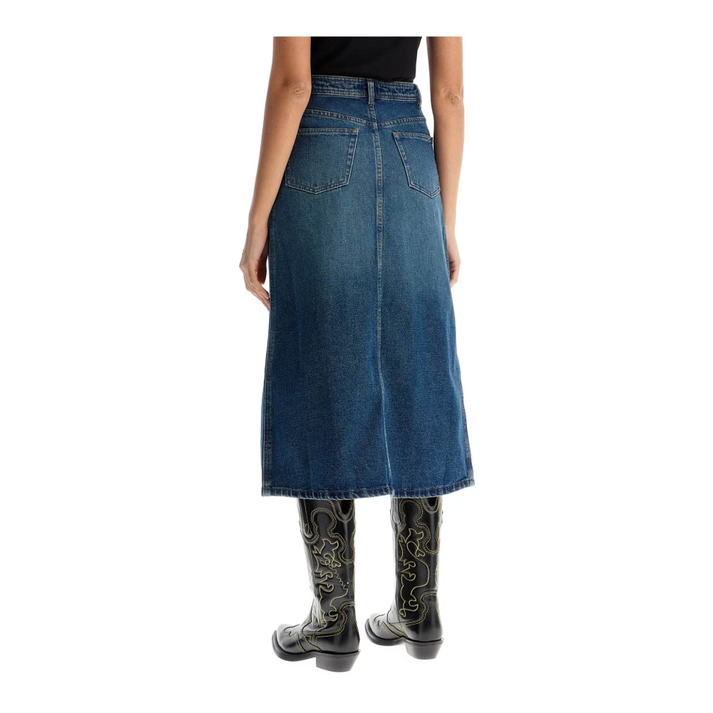 A.p.c. Versleten Denim Midi Rok met Split Blue Dames