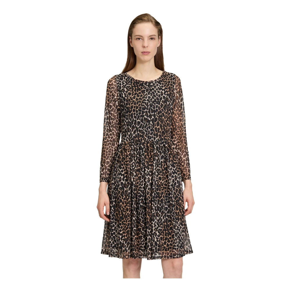Vera Mont Bloemen Maxi Jurk met Gerimpeld Detail Brown Dames