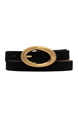 Oval Buckle Suede Belt
