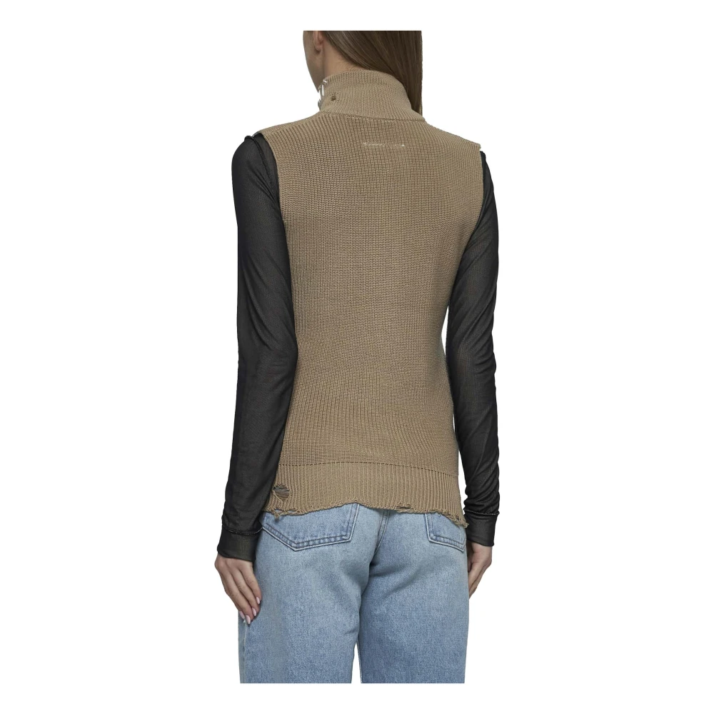 MM6 Maison Margiela Beige gebreide vest met distressed effect Beige Dames