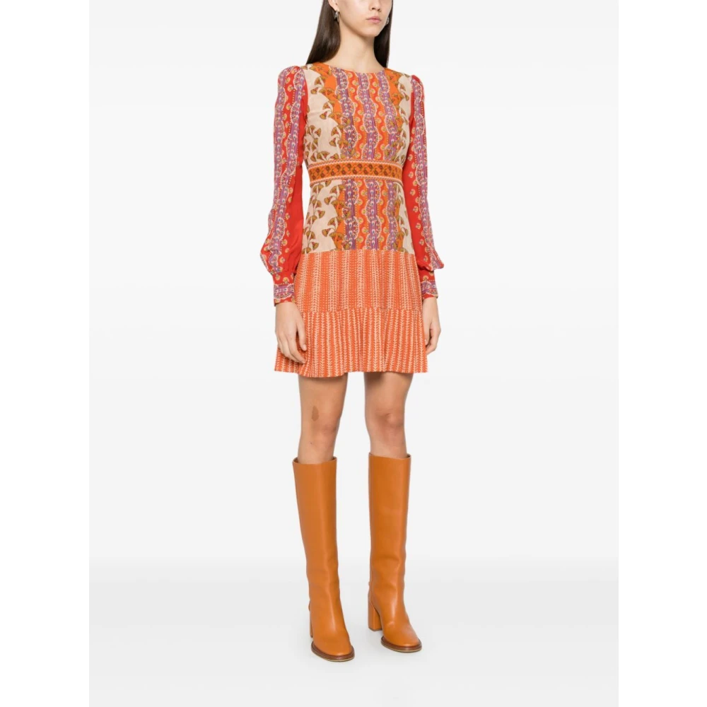 Saloni Papyrus Pillar Mini Jurk Red Dames