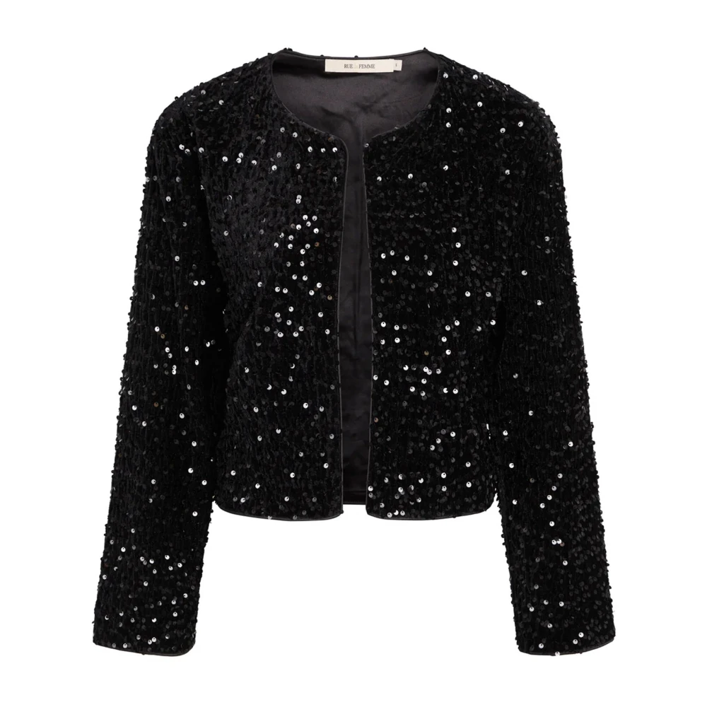 RUE de Femme Paillet Zwart Jas voor Feestelijke Gelegenheden Black Dames