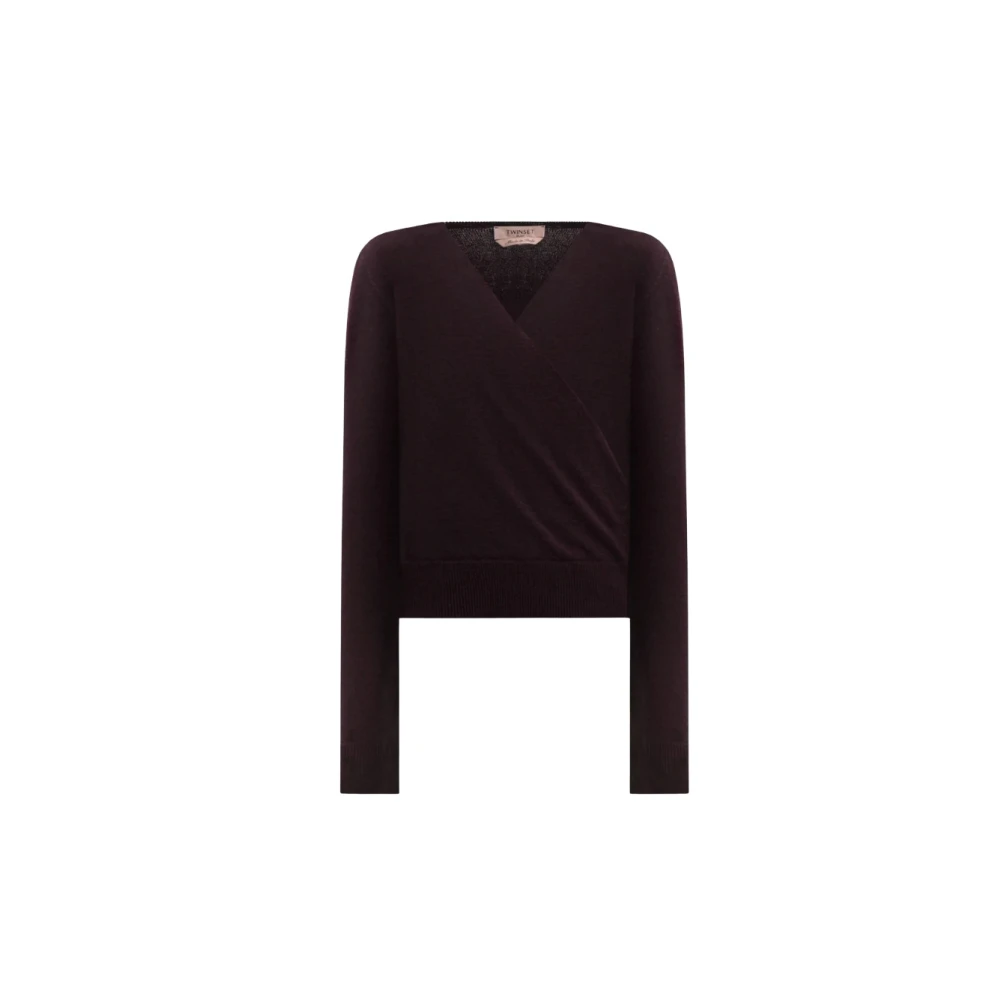 Twinset Donna Marrone - Maglia In Misto Viscosa Con Incrocio - Knitwear - M - Immagine 3