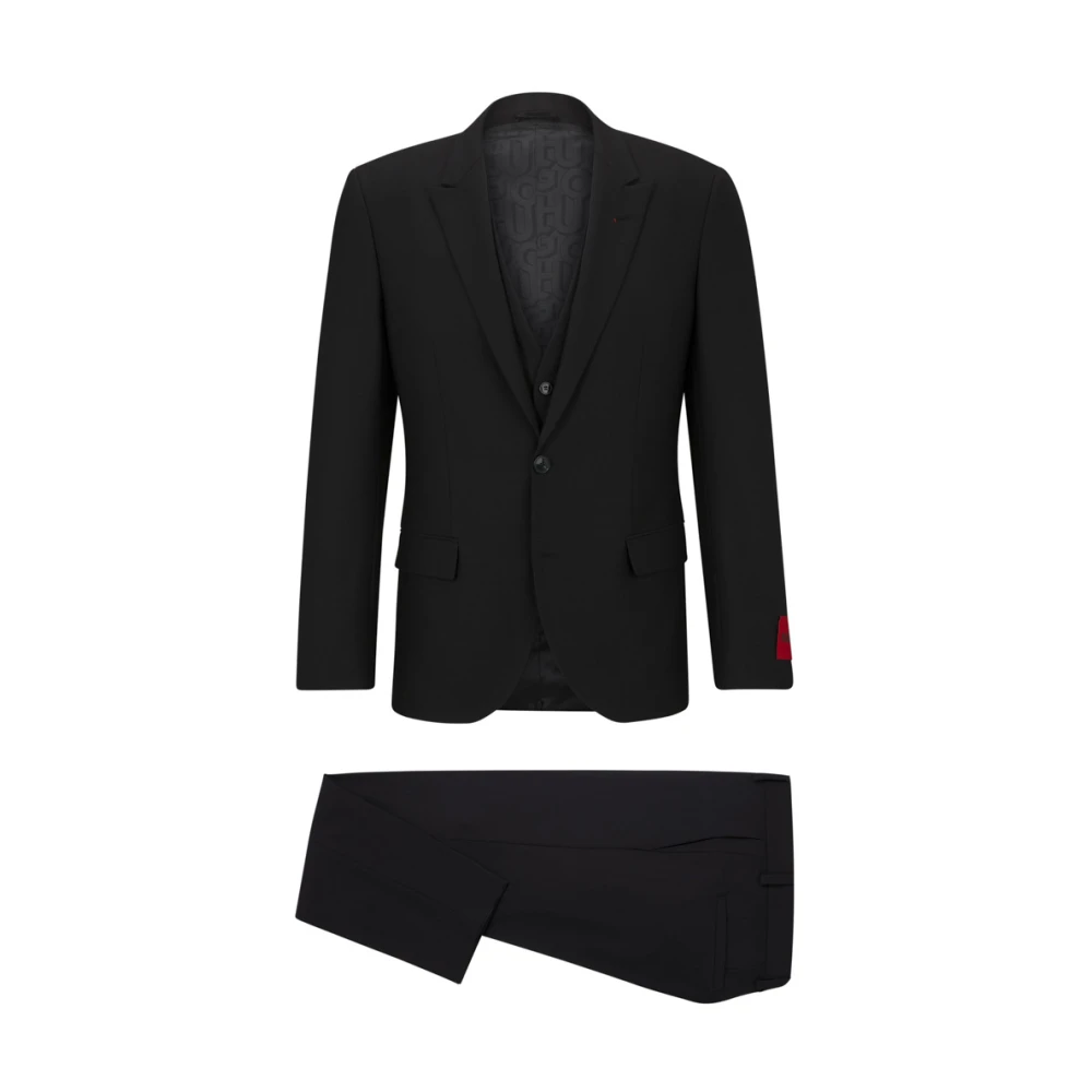 Hugo Boss Single Breasted Suits Black Heren