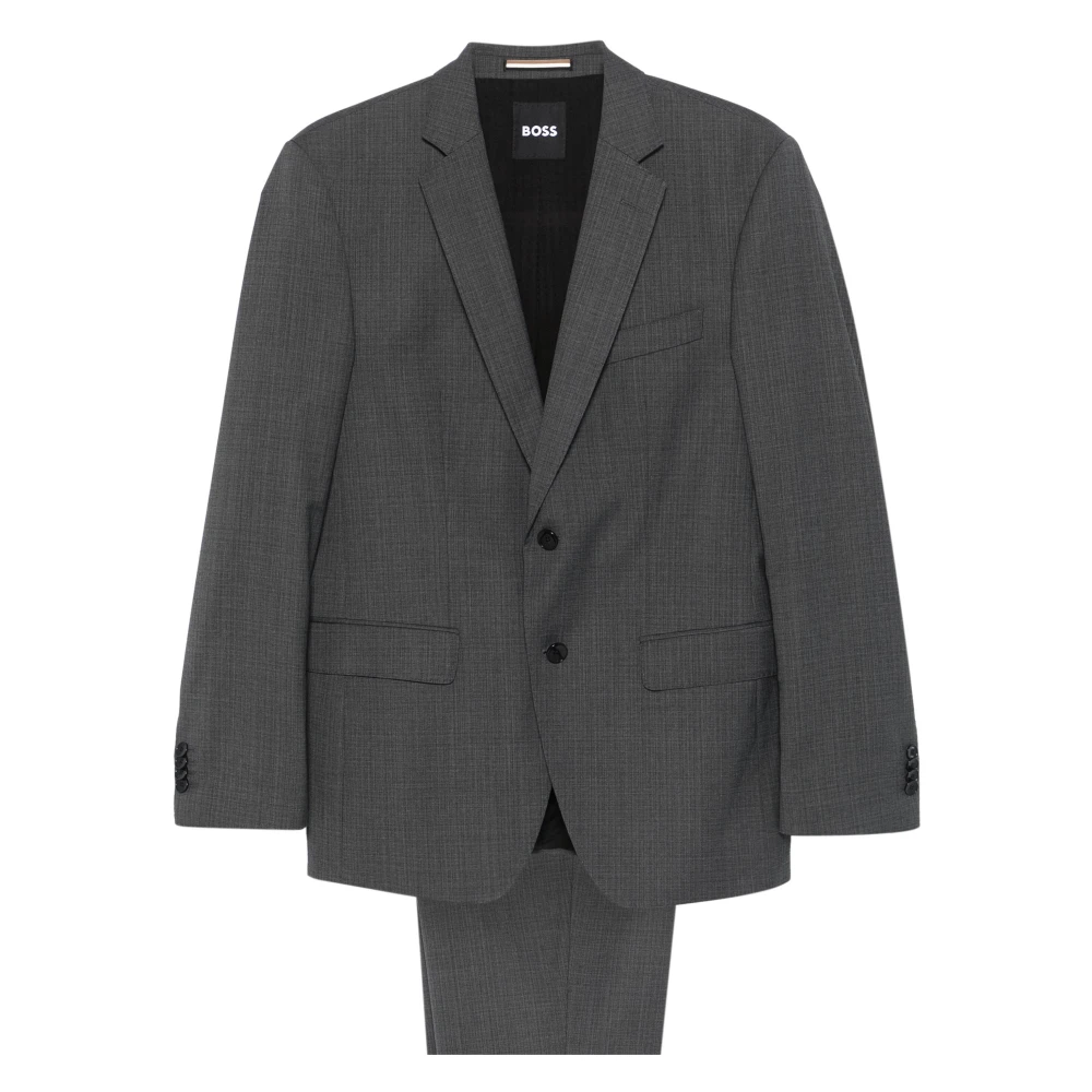 Hugo Boss Slim Fit Wollen Pak met 2 Knopen Gray Heren