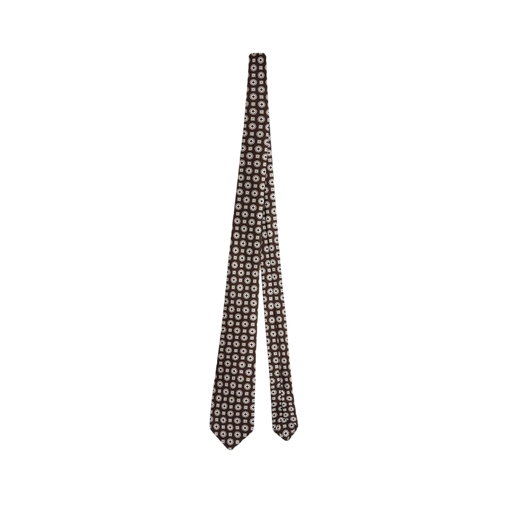 Kiton Bruin en wit medaillon zijden stropdas Multicolor Unisex