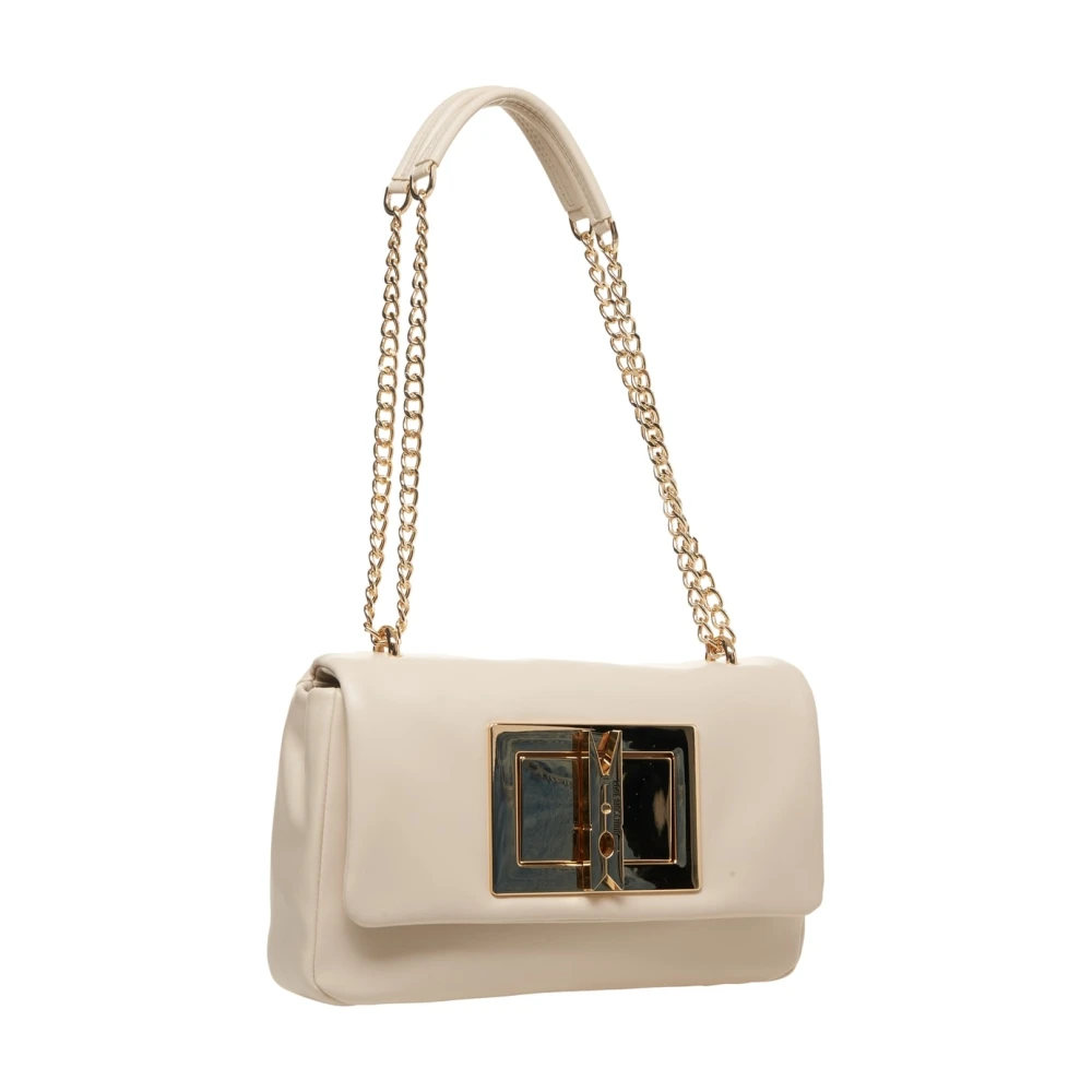 Love Moschino Witte Schoudertas met Chic Logo Ontwerp Beige Dames